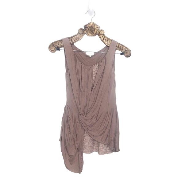 Anthropologie Deletta Blouse Mauve Tan Drape Layer Tank Side Gather Top S - Picture 10 of 11